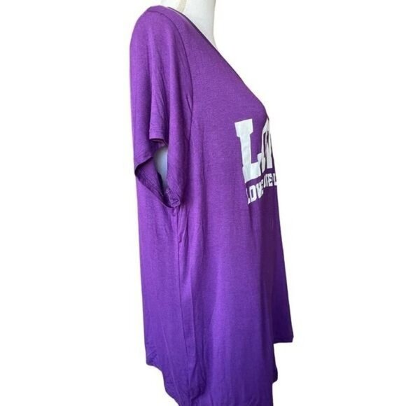 Ragdoll Women's Top Shirt Plus Size 3x Purple Love Graphic Stretchy Short Sleeve - Picture 7 of 9